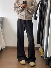 Threebooy  Mens Trendy Brand Clean Fit Micro Flare Joggers Spring Autumn Wide Leg Drape Straight Casual Trousers