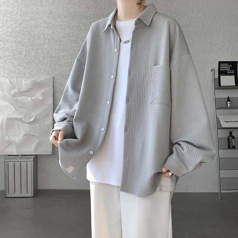Threebooy Autumn Japanese Style Oversized Harajuku Shirt Men Casual Loose Blouse Plus Size 5XL-M All Match Fashion Streetwear Male Clothes