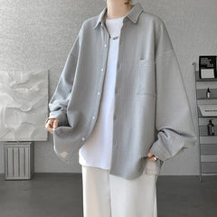 Threebooy Autumn Japanese Style Oversized Harajuku Shirt Men Casual Loose Blouse Plus Size 5XL-M All Match Fashion Streetwear Male Clothes