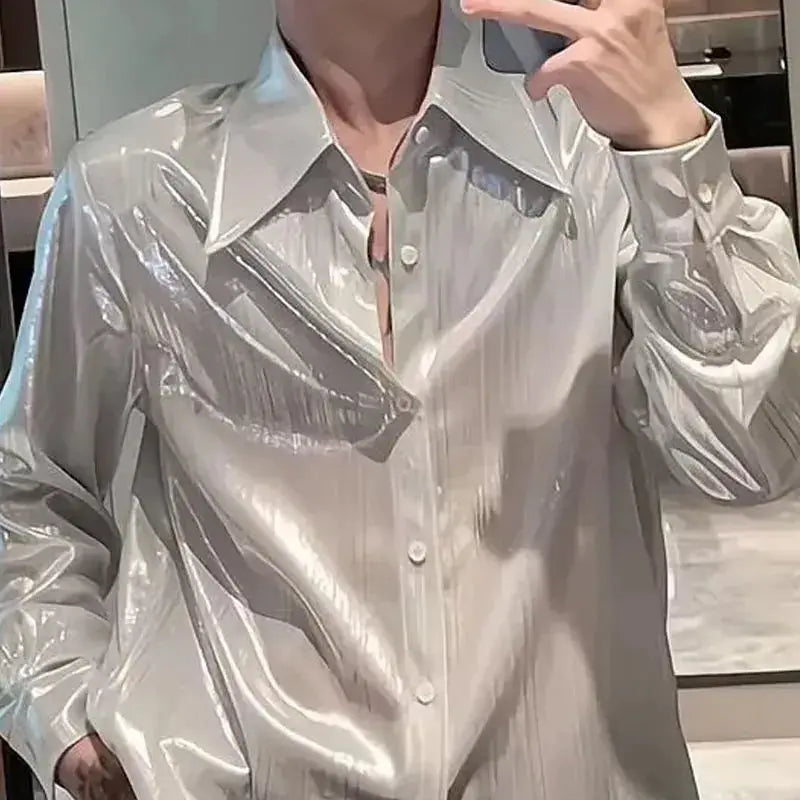 Threebooy Summer Trendy and Simple Iron-free Shirt for Men, Long Sleeves Korean New Loose Casual Handsome Shirt Thin Top Aesthetic