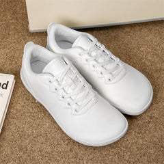 Threebooy  Big Size 48 49 Pure White Shoes Men Leather Sneakers With Wide Box Minimalist Barefoot Flats Zero Drop for Unisex