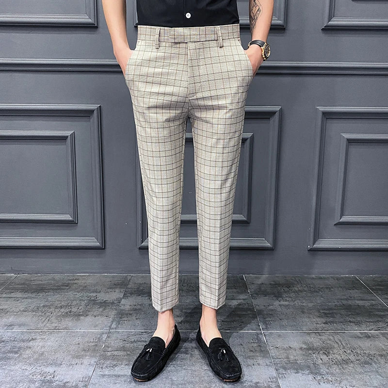 Threebooy New British Style Dress Suit Pant Man New Plaid Suit Pant Men Designer Gentlemen Business Casual Work Pant Trousers 28-34