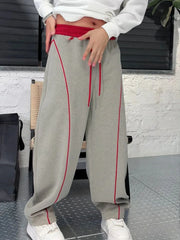 Threebooy  American Style Contrast Joggers Men Curved Blade Loose Fit Designer Trousers