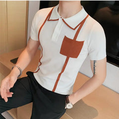 Threebooy  Brand Clothing Fashion Men Summer Knitting High Quality Stripe Polo Shirts/Male Slim Fit Leisure Polo Shirts Tops S-4XL