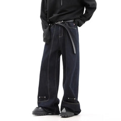 Threebooy Street men and women trendy personality retro design straight leg jeans couple hip-hop loose floor length casual pants y2k
