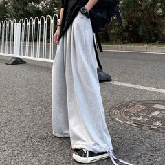 Threebooy  Urban Style Draped Sweatpants Wide Leg Lantern Pants for Unisex Elastic Cuff Loose Fit Sport Casual Trousers for Students