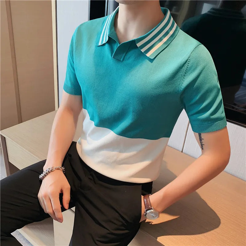 Threebooy Brand Clothing Men Summer Leisure Short Sleeve Polo Shirts/Male Slim Fit Match Colors Knitting Polo Shirts Plus Size S-3XL