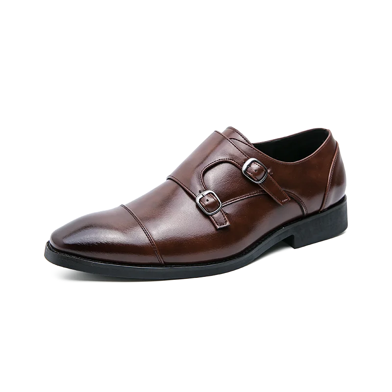 Threebooy  Versatile Men's Casual Shoes Office Business Shoes Pointed Low Heel Men's Formal Shoes Big Size：38-48