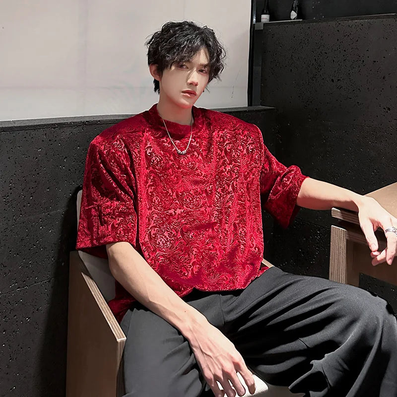 Threebooy Summer Jacquard Tshirts Men Oversized Streetwear T Shirts Women Mens Fashion Harajuku T-Shirt Male Vintage Top Tees Female