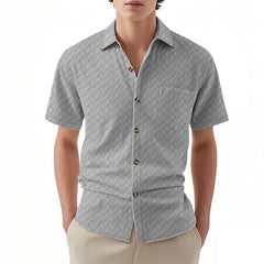 Threebooy  New Summer Short Sleeve Casual Shirts Men Solid Turn Down Collar Breathable Beach Shirts Male Single Breasted Daily Blouse