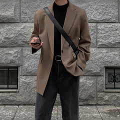 Threebooy Oversized Korean Style Men's Loose Casual Small Suit, Men's 2024 Autumn New Padded Shoulder Suit Jacket Unisex Top