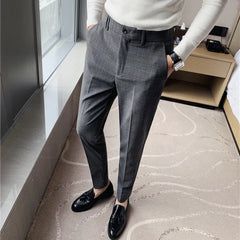 Threebooy Men's Spring Slim Fit Leisure Pure Cotton Business Suit Pants/Male Plaid Pencil Pantsfashion Trousers 28-38