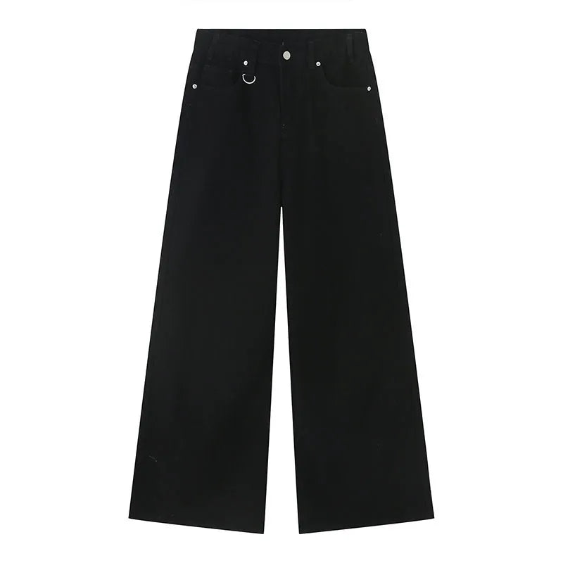 Threebooy  Autumn Men Denim Pants Straight Droop Vintage Loose Bottom Straight Wide Leg Casual Male Trousers Korean Style