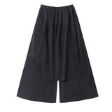 Threebooy Techwear Wide Leg Pants Punk Gothic Black Trousers Male Goth Cotton Linens Summer Japanese Style Streetwear Hip Hop