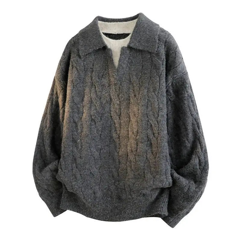 American high street hip-hop couple retro round neck sweater men and women spring and autumn loose Harajuku casual top y2k