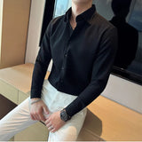 Threebooy Brand Clothing Men's Spring High-End Business Shirts/Male Slim Fif New Style Dress Long Sleeve Shirts Plus size S-3XL