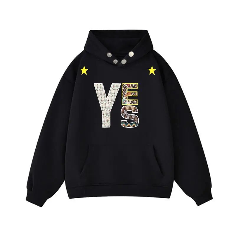 Threebooy American Spring and Autumn Street Men and Women Trendy Graphic Printed Hoodie Couple Loose Retro Personalized Harajuku Casual