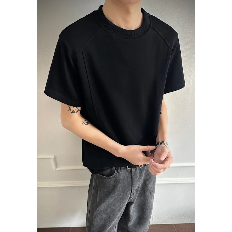 Threebooy  Men's Oversized Short Sleeve T-Shirt Heavyweight Fabric Casual Streetwear Summer Male Clothing Unisex Tee Daily Wear Top
