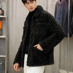 Threebooy Men's Autumn Winter Imitation Lamb Velvet Mink Thickened Young Handsome Business Senior Cotton Korean Style Imitation Fur Jacket