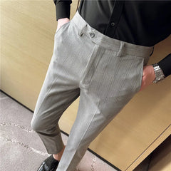 Threebooy Men Spring High Quality Business Suit Pants/Male Slim Fit Fashion Casual Formal Mens Dress Pants Men High Waist Solid Trousers