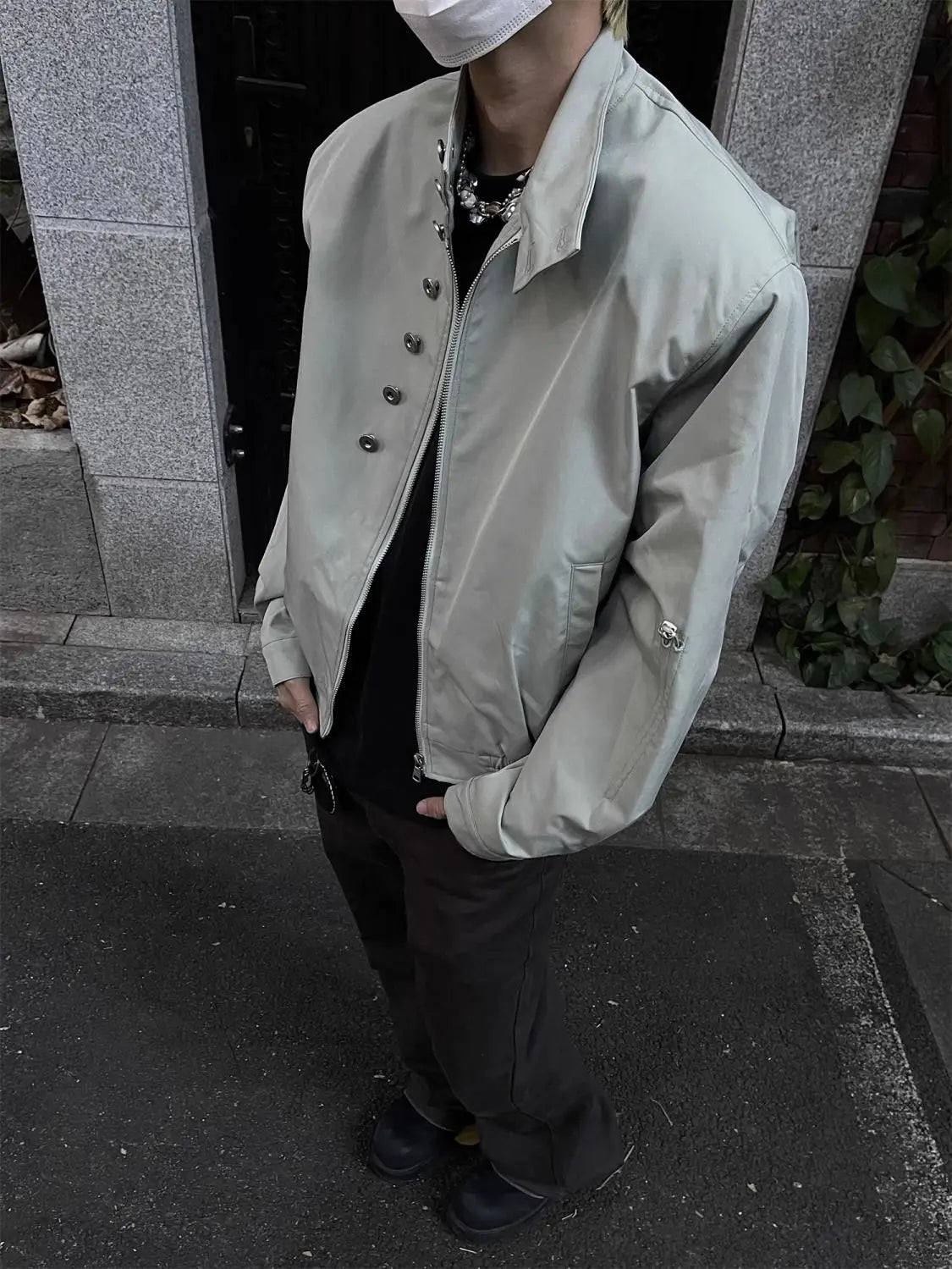Threebooy American Retro Multi-button Stand Collar Design Jacket Men Korean Hip Hop Coat High Street Hip-hop Solid Color Classic Jacket