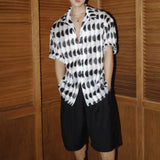 Threebooy Men Casual Loose Shirt 2024 Summer New Design Sheer Polka Dots Pattern Blouse Trend Fashion Men's Button Shirts LGBT Streetwear