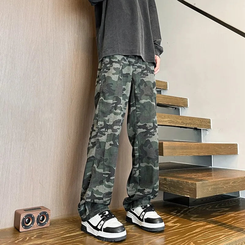 Threebooy Jeans Men straight Pants patchwork male jean Fit Patchwork Streetwear Men's Trousers Denim Large size Hip Hop