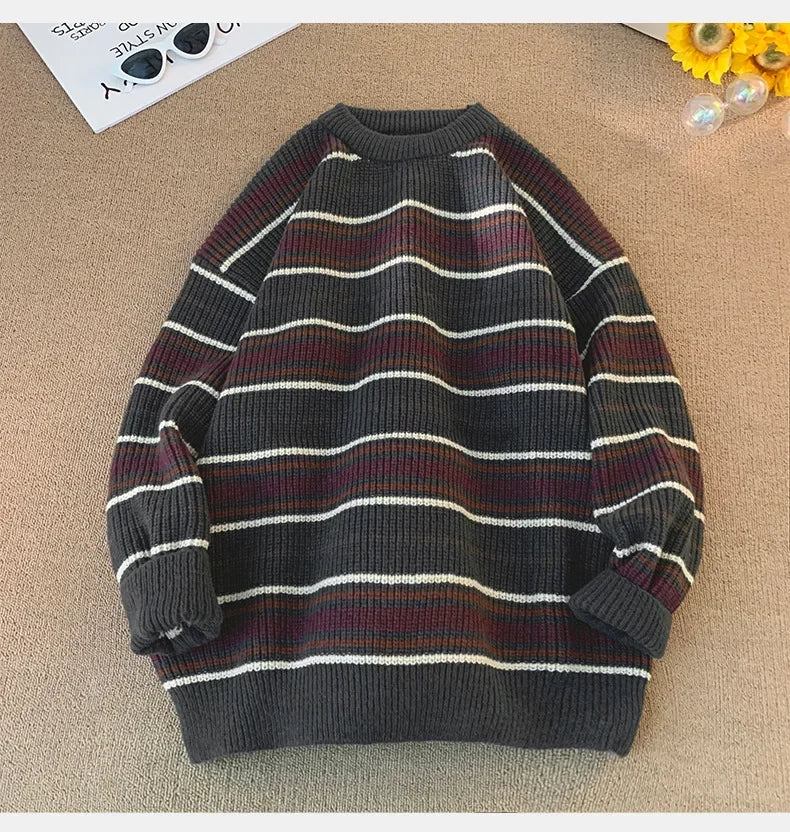 Threebooy Brand Winter Sweater Man 2025 Autumn Winter Loose O Neck Color Blocking O Neck Pullover Fashion Man Korean Clothes