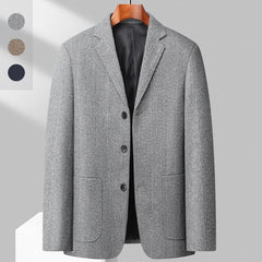 Threebooy Men's Woolen Suit Flat Lapel Men's Suit Jacket Fashion Urban Straight Tube Type Three-grain Single-breasted Suit Jacket