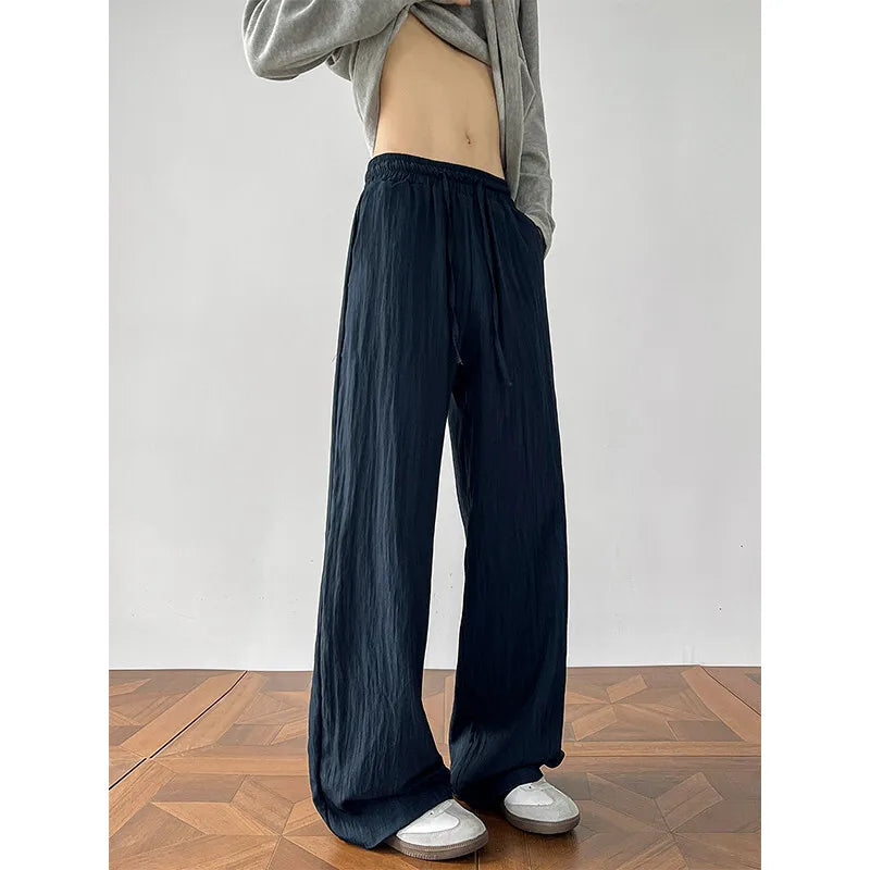 Threebooy Summer Black Casual Pants Men Fashion Oversized Wide Leg Pants Men Streetwear Hip-hop Loose White Pants Mens Trousers M-3XL
