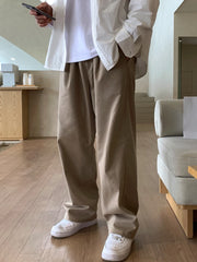 Threebooy Korean Style High-end Straight-leg Casual Pants Men's Spring Summer Loose Trousers American 2025 New Trendy Wide-leg Pants Chic