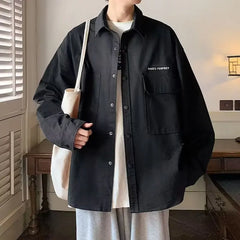Threebooy Men's shirt jacket Spring high-quality teenagers early autumn work cardigan jacket Japanese casual thin autumn clothes