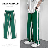 Threebooy Summer Men's Hip Hop Style Casual Pants Ice Silk Joggers Sweatpants Fashion Trend Homme Streetwear Green Color Trousers