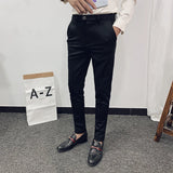 Threebooy Men's Suit Pants Spring and Summer New High-quality Slim Pants Fashion Casual Nine-point Pants Men's Clothing Formal Trousers