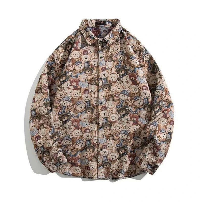 Threebooy Colored Numb Ethnic Style Shirt Men Weaving and Embroidered Spring and Autumn Retro Hong Kong Style Shirt Jacket