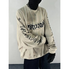 Threebooy  American Large-size Lazy Shirt Embroidered Round Neck Sweatshirt Men Women Ne Autumn Winter Retro Gothic Top Hip Hop Streetwear
