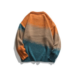 Threebooy Men's Knitted Vintage Graphic Sweater with Pattern Gradient Orange Pullovers Sweaters and Jumpers Male Korean Streetwear