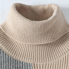 Threebooy  Autumn Winter Fashion Turtleneck Sweaters Men Patchwork Knitted Pullovers Mens Warm Casual Knit Turtleneck Pullover Sweater Man