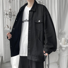 Threebooy Told Tale Spring New Solid Lapel Denim Jackets Plus Size 5XL-M Men Clothing Turn Down Collar Loose Casual Cotton Coats Men