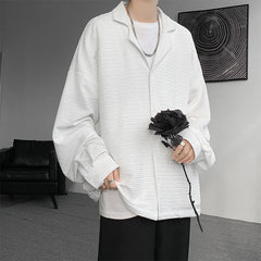 Threebooy Korean Fashion Ice Silk Shirt Men's High Quality Long Sleeve Shirts Loose Casual Blouse Oversized 5XL masculina camisas hombre