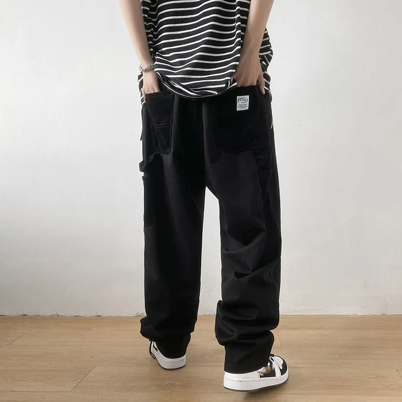 Threebooy Men's Overalls Vintage Baggy Straight Pants Spring Summer Casual Sweatpants Fashion Oversized Trousers Male Bottoms Y2K Clothes