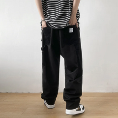 Threebooy Men's Overalls Vintage Baggy Straight Pants Spring Summer Casual Sweatpants Fashion Oversized Trousers Male Bottoms Y2K Clothes