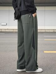 Threebooy Men's Straight Sweatpants 2025 Autumn New Polyester/Spandex Streetwear Wide Leg Track Pants Loose Fit Casual Sport Trousers 8XL