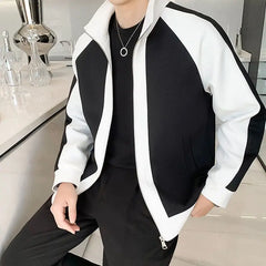 Threebooy American Retro Multi-button Stand Collar Design Jacket Men Korean Hip Hop Coat High Street Hip-hop Solid Color Classic Jacket
