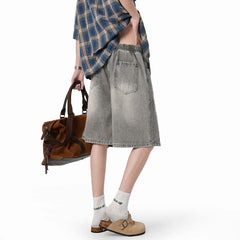 Threebooy  Denim Shorts mens Washed Vintage Elastic Waistband Drawstring Solid Summer Hot Selling Casual Wholesale Fashion Trendy Classic