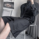 Threebooy Summer Suit Shorts Men Fashion Social Mens Dress Shorts Korean Loose Business Casual Shorts Mens Grey Black Office Formal Shorts