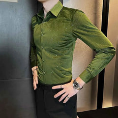 Threebooy  Winter New Men's Solid Color Long-Sleeve Shirt American Retro Fashion Trendy High Street Casual Loose Niche Men's Tops
