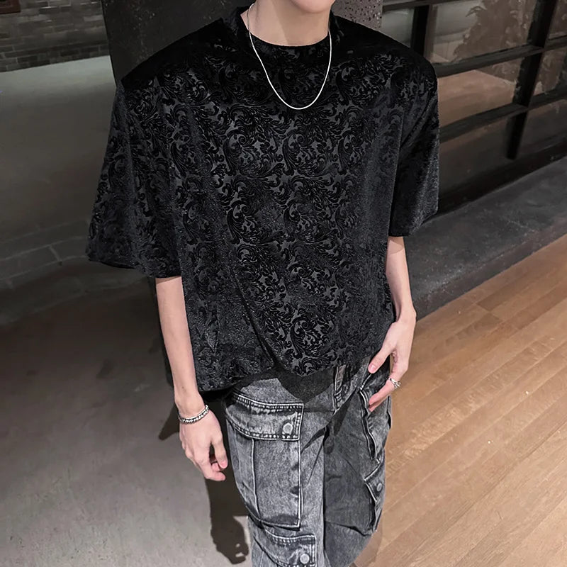 Threebooy Summer Jacquard Tshirts Men Oversized Streetwear T Shirts Women Mens Fashion Harajuku T-Shirt Male Vintage Top Tees Female