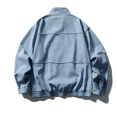 Threebooy Vintage Raw Edge Cargo Jacket Mens Streetwear Punk Y2k Casual Coats Oversized Harajuku Loose Japan Style Zip Up Jackets Male