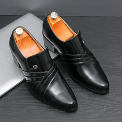 Threebooy  High End Men's Business Dress Shoes Increased Height British Shoes Men Pointed Toe Shoes Wedding Boots Size:37-46